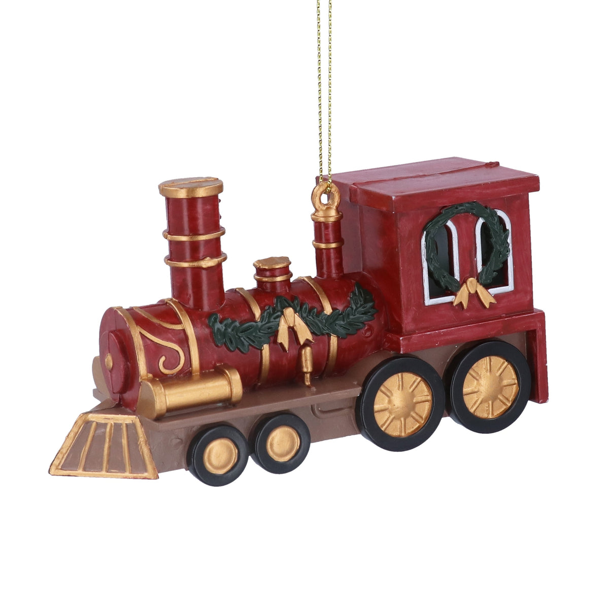 Christmas Tree Decoration: Resin Traditional Train - Red - Gisela Graham