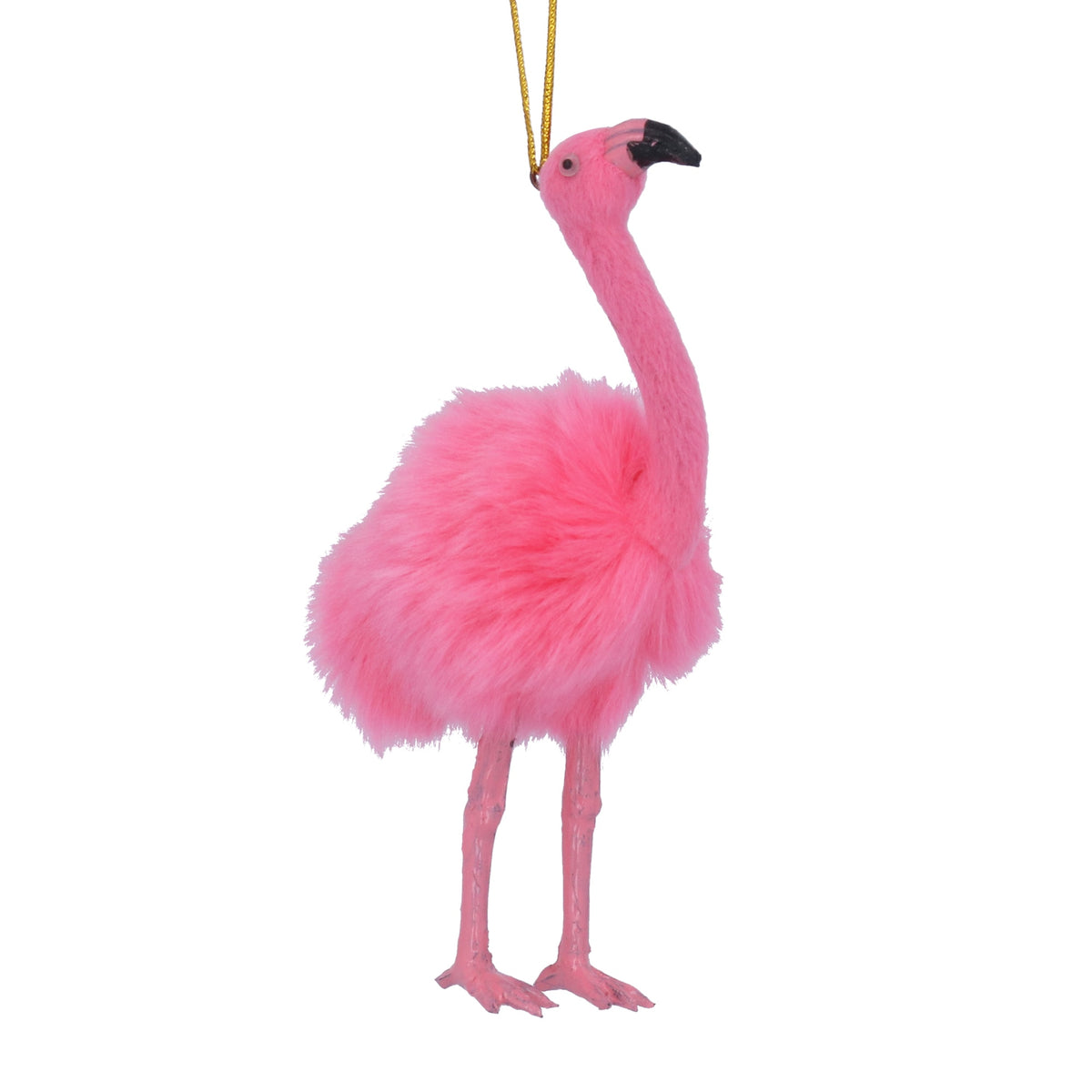Christmas Hanging Dec: Faux Fur Flamingo   - Pink - Gisela Graham