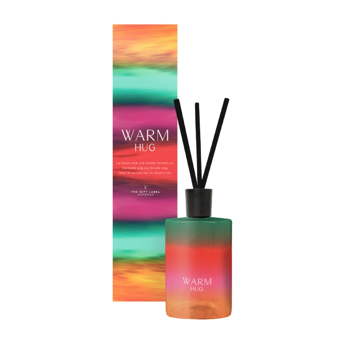 Reed Diffuser: Glass Coloured Bottle Warm Hugs - Multicolour - The Gift Label