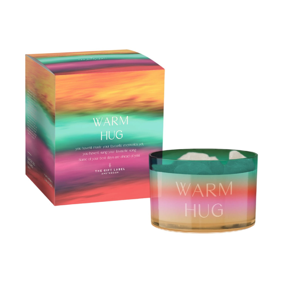 Stone Diffuser: Glass Coloured Jar Warm Hugs - Multicolour - The Gift Label