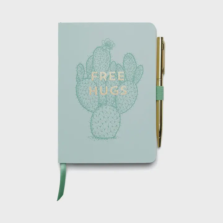 Notepad & Pen: Free Hugs Cactus Design  - Green - Design Works Ink