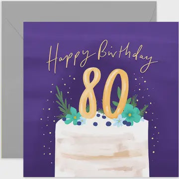Age 80th Card: Cake Foil - Blue - Old English Company