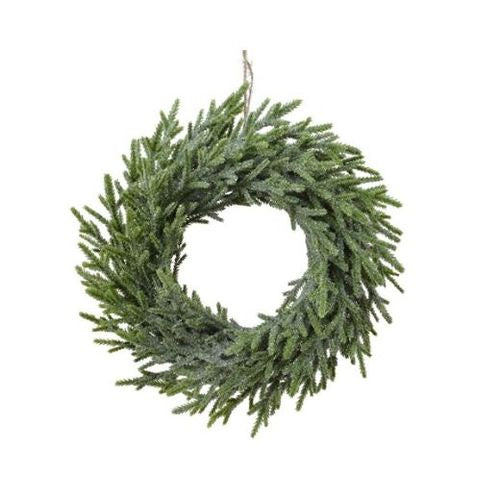 Christmas Wreath: Faux Foliage Large 42cm Pine Glitter Branches - Green