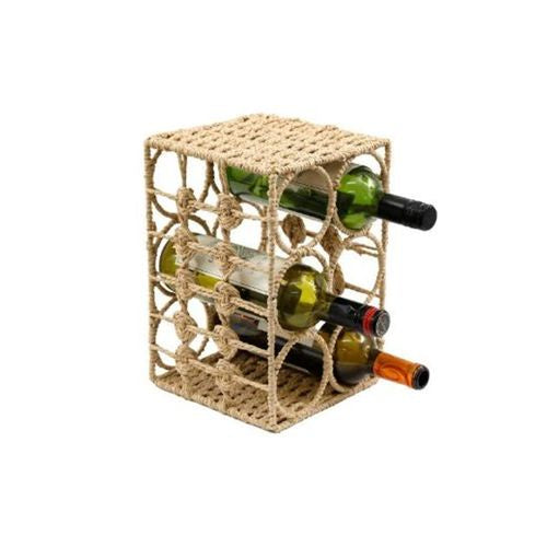Wine Rack: Paper Straw 6 Bottles - Natural - Maison Rustic