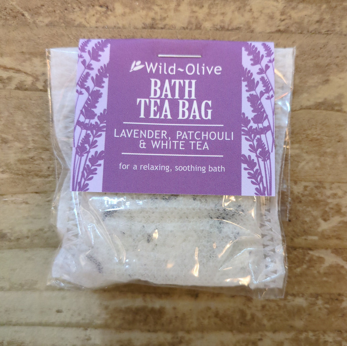 Bath Tea Bag: Lavender Patchouli and White Tea Handmade Natural Ingredients Essentail Oils - Wild Olive
