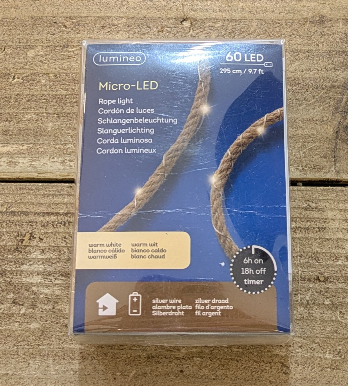 LED Lights: Rope 295c-60L Battery Operated - Natural (XMAS Kaemingk)