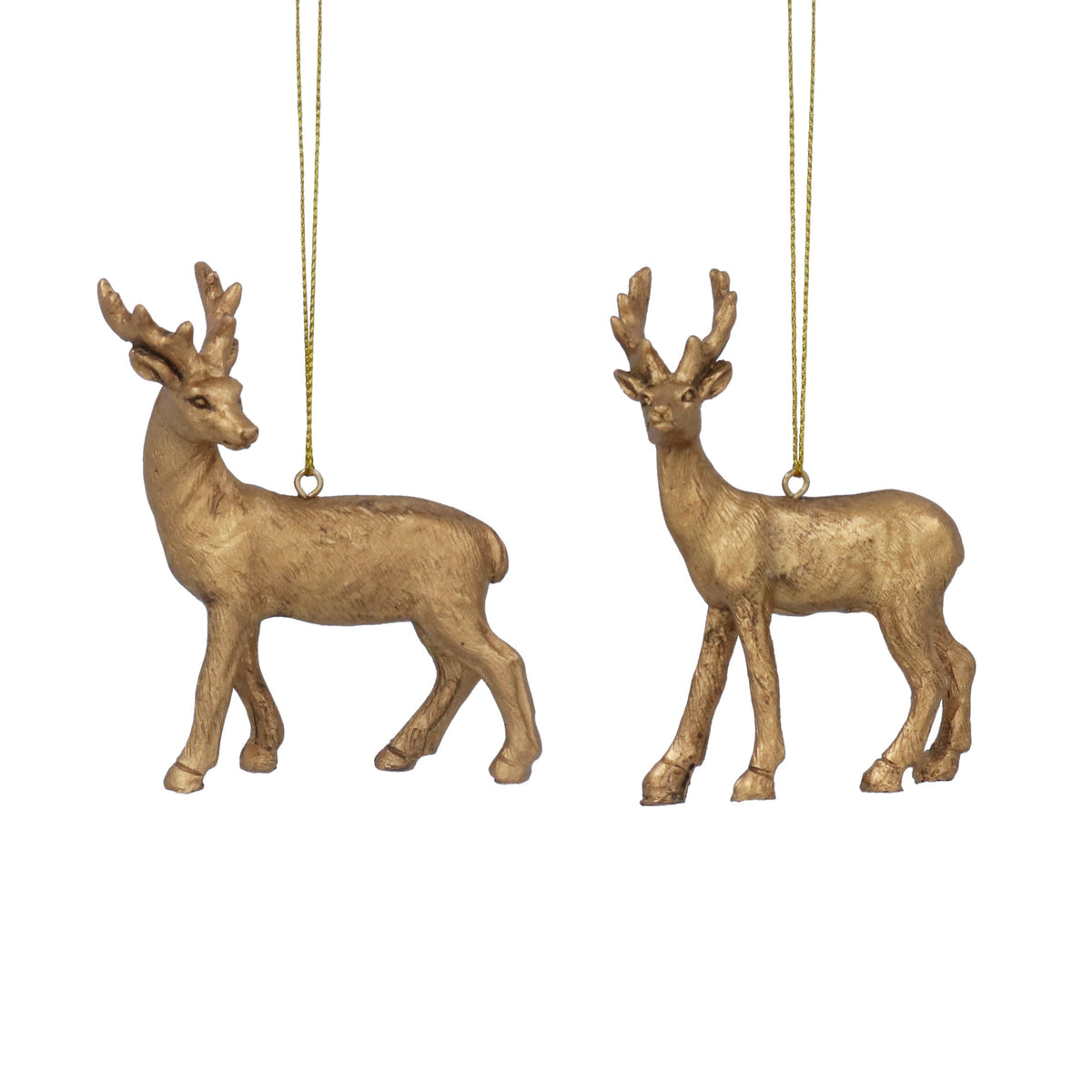 Christmas Tree Decoration: Resin Reindeer - Gold - Gisela Graham