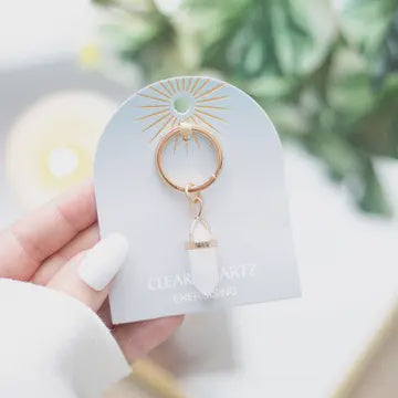 Keyring: Healing Crystal Point Clear Quartz - Clear - Something Different