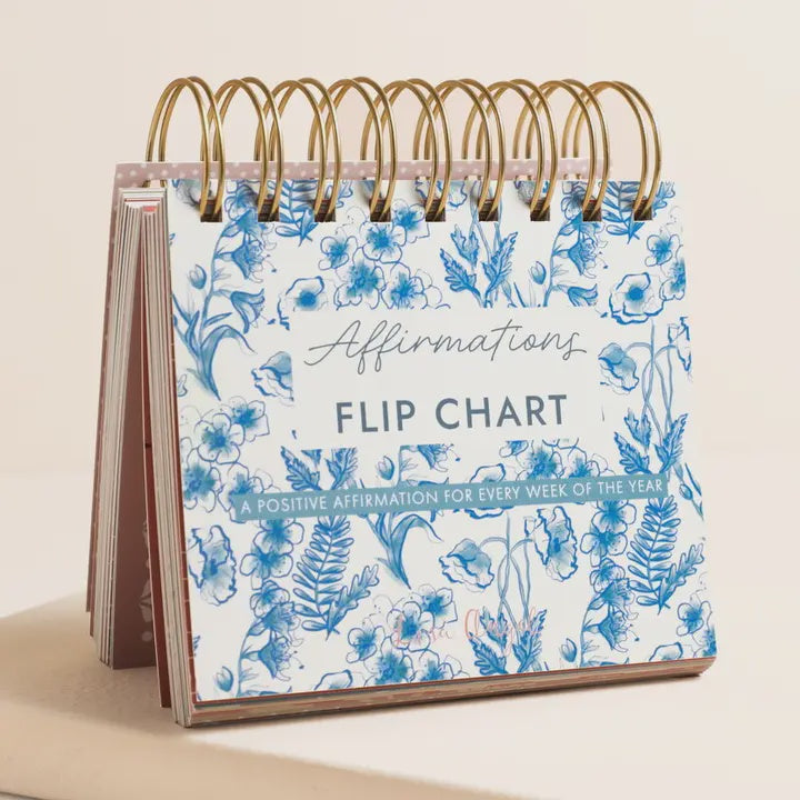 Positive Cards: Weekly Flip Chart Blue Wildflower - Floral - Lisa Angel