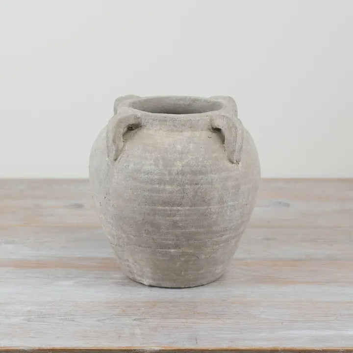 Vase: Stone Hand Crafted w Handles - Grey - Gainsborough Giftware