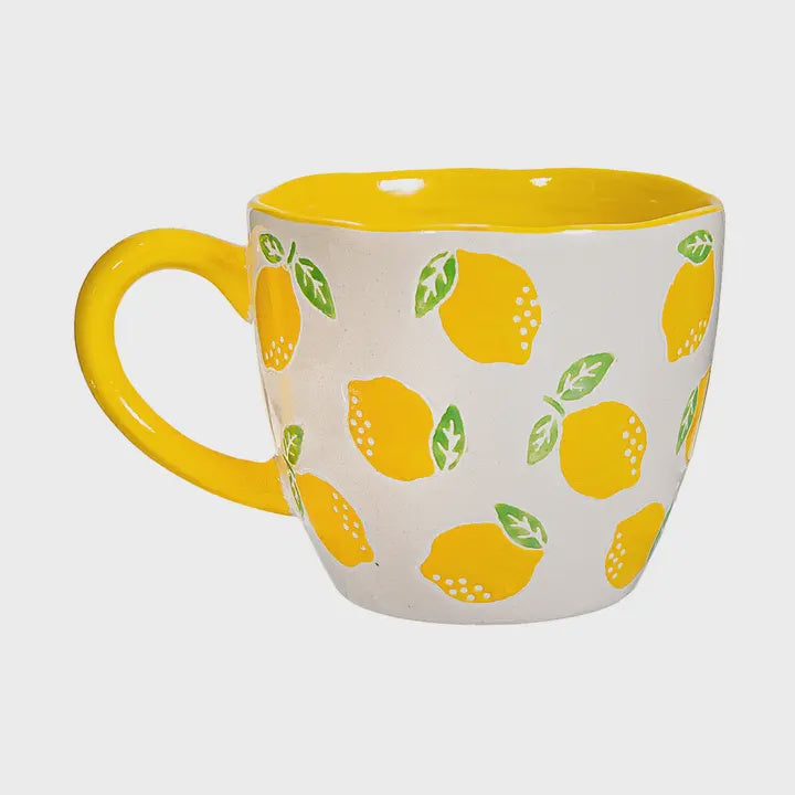Mug: Ceramic Lemons  - Yellow -  Sass & Belle