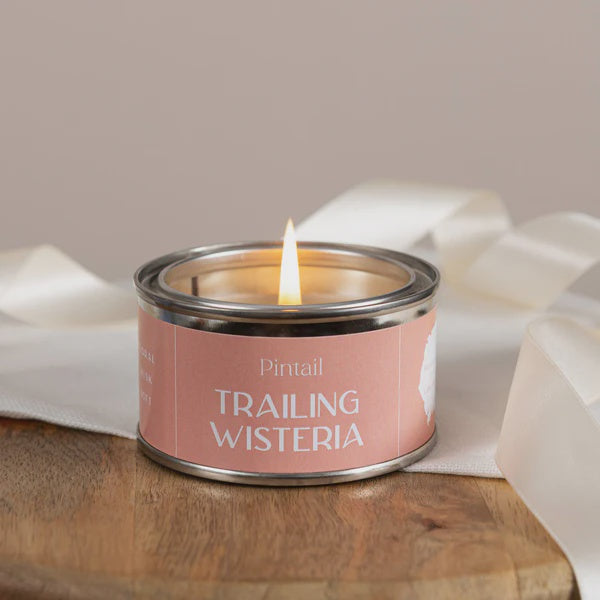 Candle: Scented Tin 14 hrs - Trailing Wisteria - White Wax