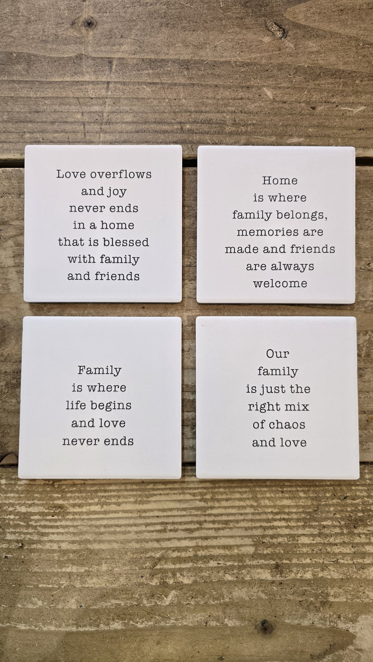 Coaster: Ceramic Square Family Love Home Quotes- White - Sifcon Sil