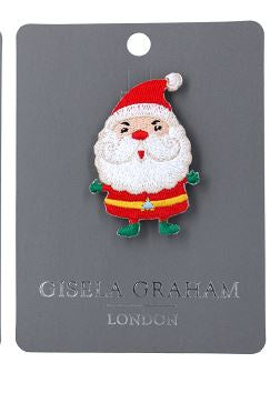 Christmas Brooch: Fabric Santa Christmas Jumper - Red