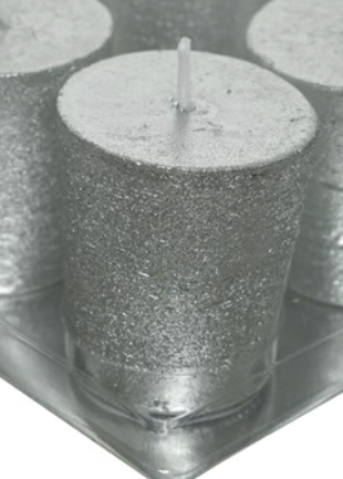 Candle: Wax Individual Mini Pillar Votive - Silver
