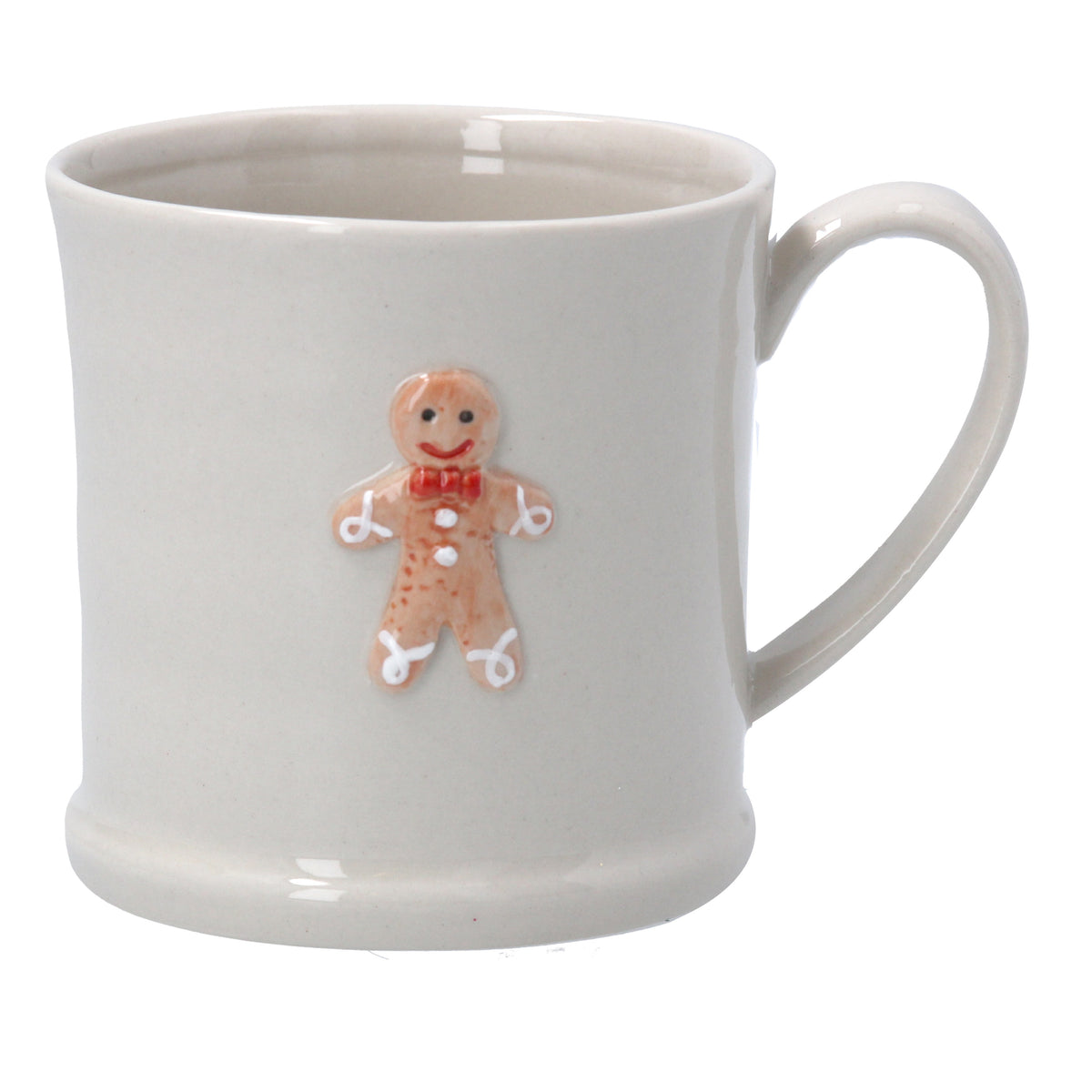Mini Mug: Stoneware Raised Gingerbread Man  - Cream - Gisela Graham