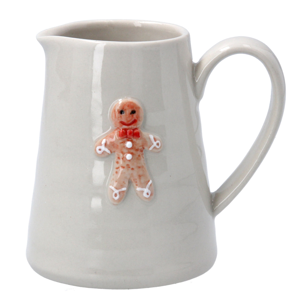 Mini Jug: Stoneware Raised Gingerbread Man  - Cream - Gisela Graham