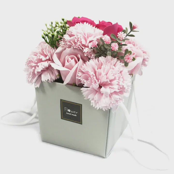 Soap Flower: Bouquet Pink Rose And Carnation Boxed - Ancient Wisdom