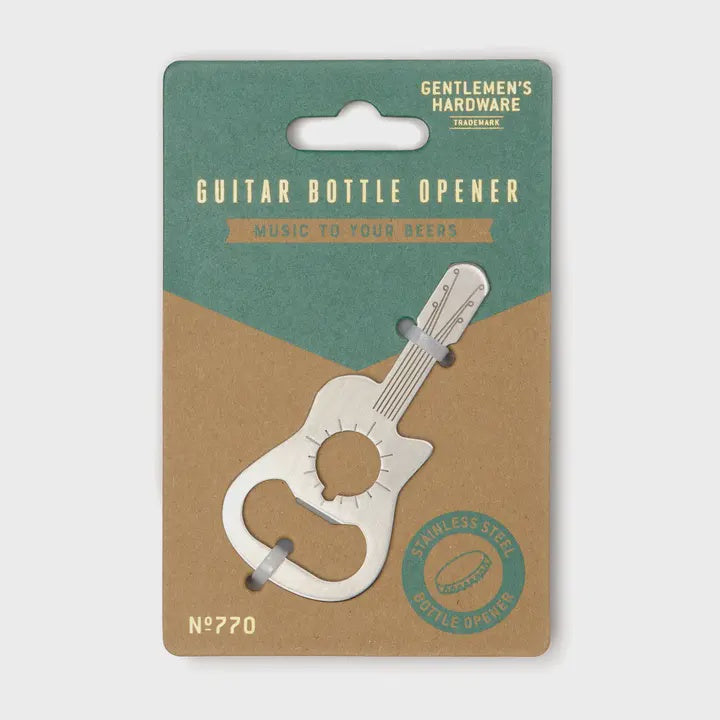 Bottle Opener: Mini Guitar- Stainless Steel - Gentelmans Hardware