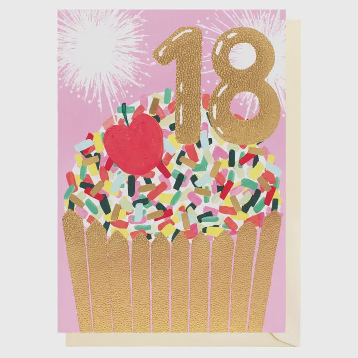Age Birthday Card:  Birthday Cake GOLD FOIL - Louise Tiler