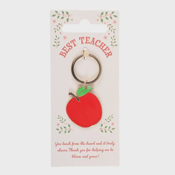 Keyring: Best Teacher Apple  - Red & Gold - Something Different