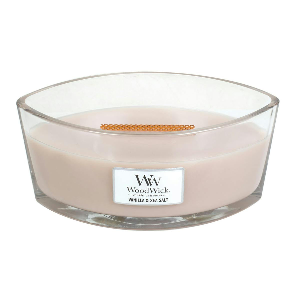 Candle: Scented Hearthwick Glass Ellipse 16oz - Vanilla & Sea Salt - Woodwick