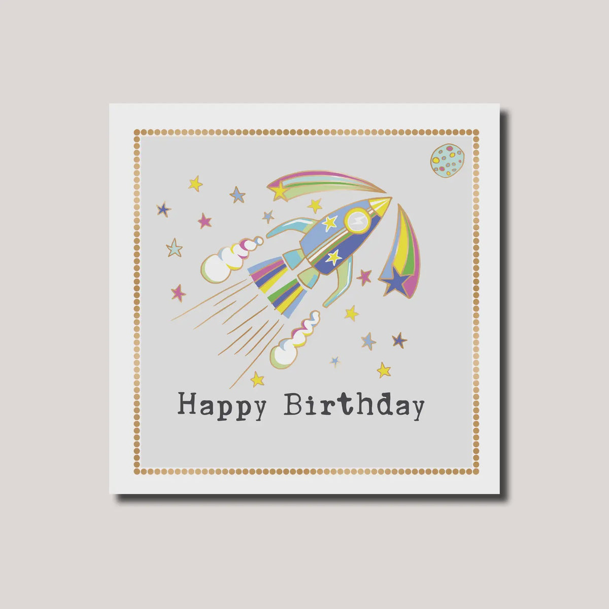 Birthday Card: Lucy Rocket With Stars - Colourful - Marina B