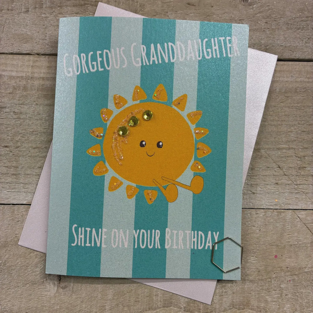 Granddaughter Card: Gorgeous Granddaughter Sunshine - Hand Finished - White Cotton