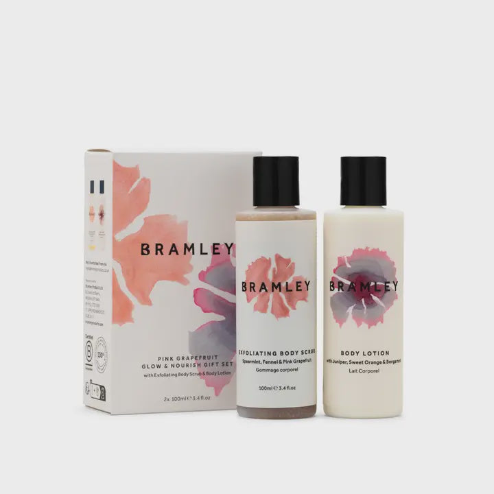 Bath Set: Natural Essential Oils Boxed - Discovery Bath Gift Set Pink Grapefruit Glow & Nourish- Bramley