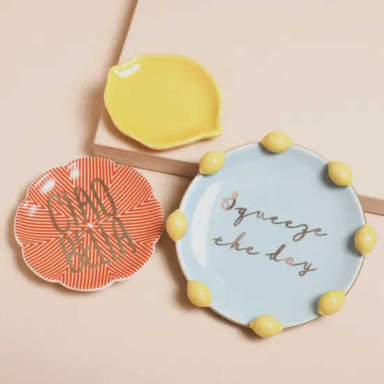 Trinket Dish: Ceramic Squeeze The Day Lemon Individual  - Multicolour - Lisa Angel