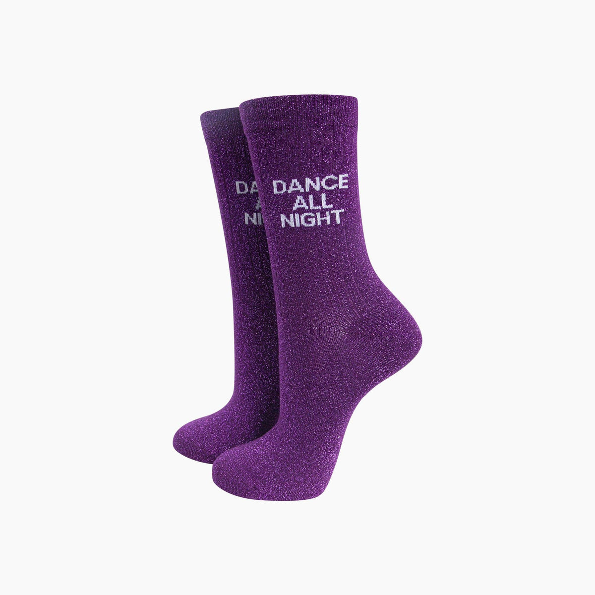 Ladies Socks: Cotton Glitter Dance All Night Combed - Purple - Sock Talk