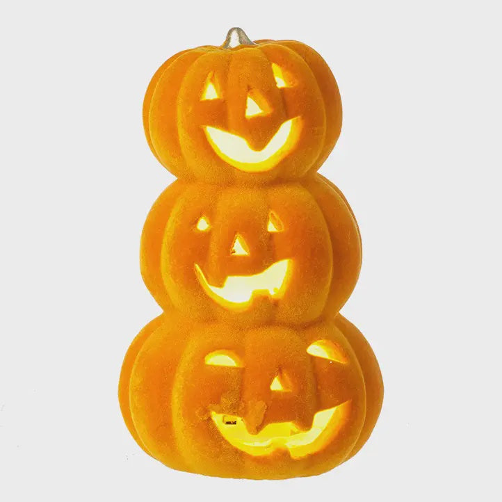 Halloween Candle Holder: Pumpkin Stack Cut out Battery T-Light included - Orange - Heaven Sends