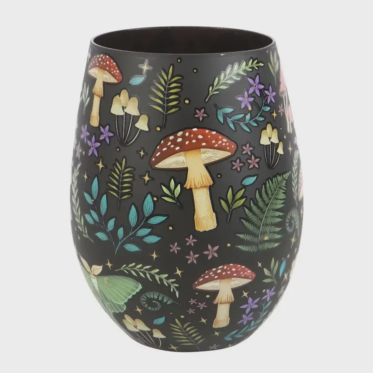 Stemless Wine Glass: Night Forest Boxed - Black - Something Different