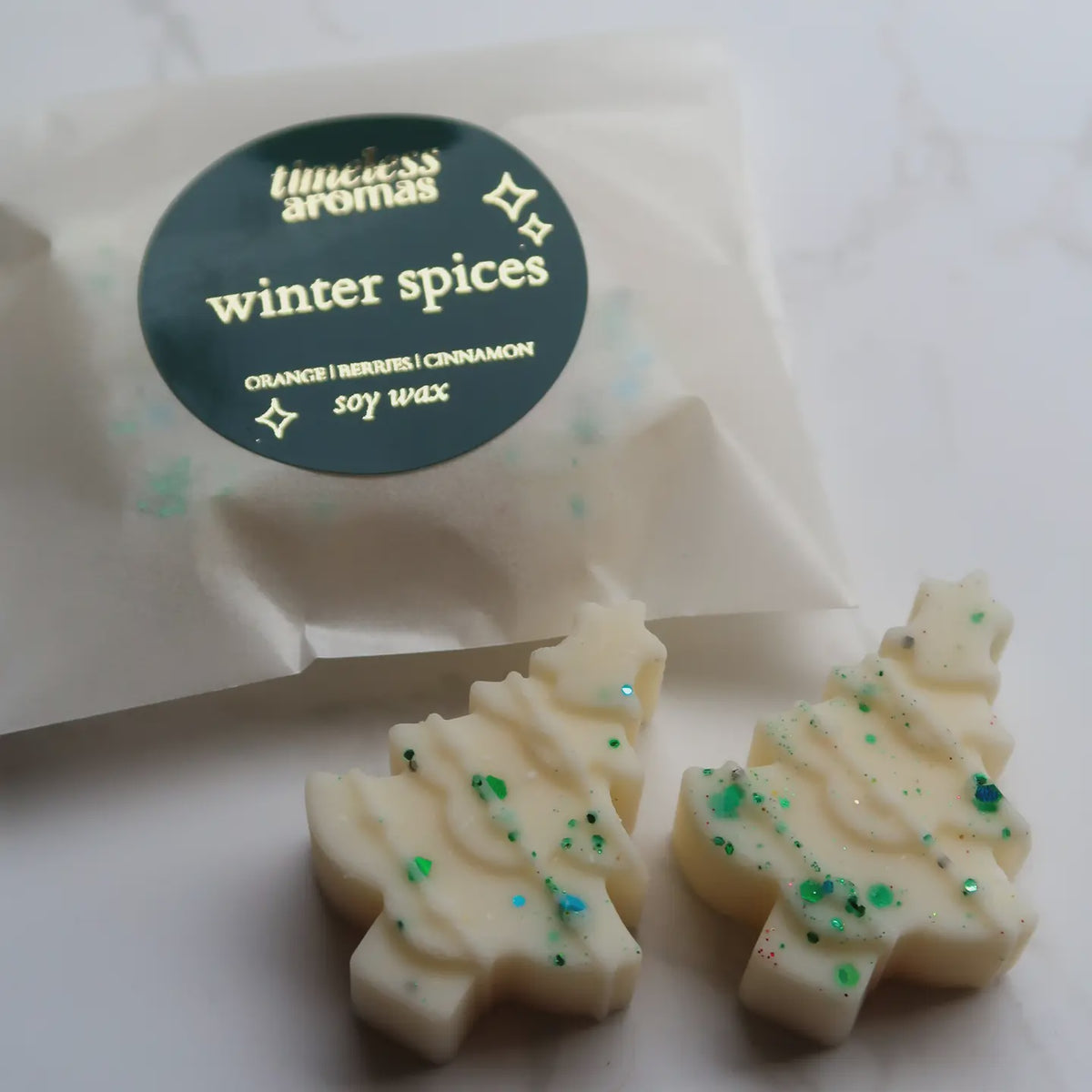 Wax Melts: Pack 2 Christmas Tree Scented Winter Spices - Soy Wax - Timeless Aromas