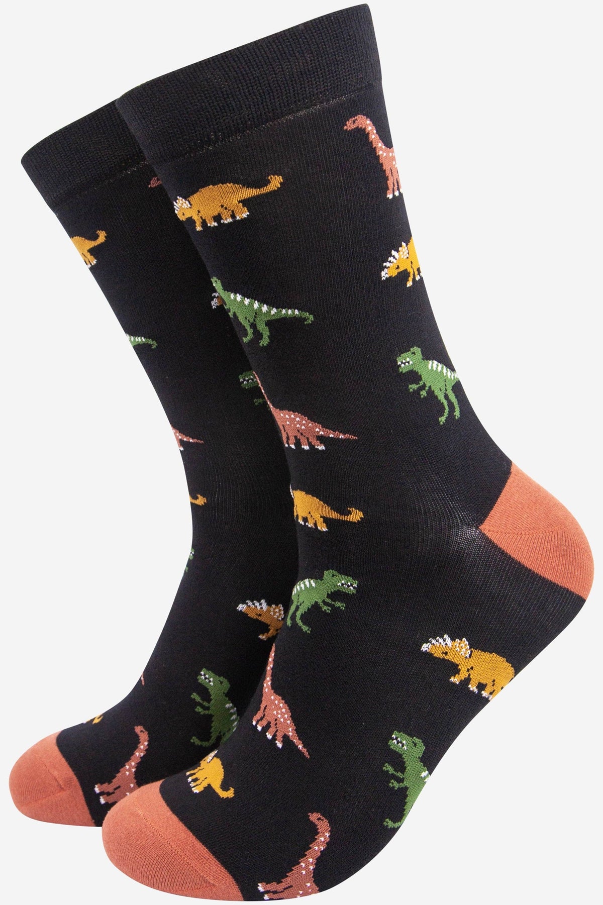 Men's Socks: Bamboo Dinosaurs - Black - Sock Talk