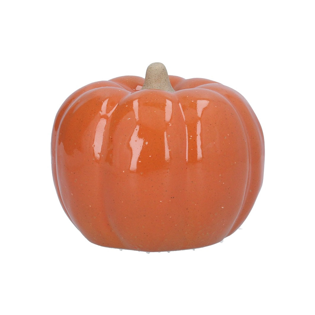 Autumn Ornament: Earthenware Pumpkin Large - Orange - Gisela Graham