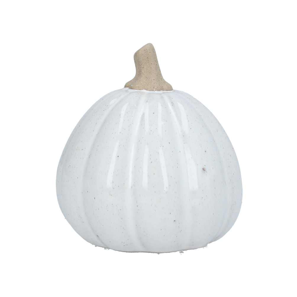 Autumn Ornament: Ceramic Earthenware Glazed Pumpkin Medium - White - Gisela Graham
