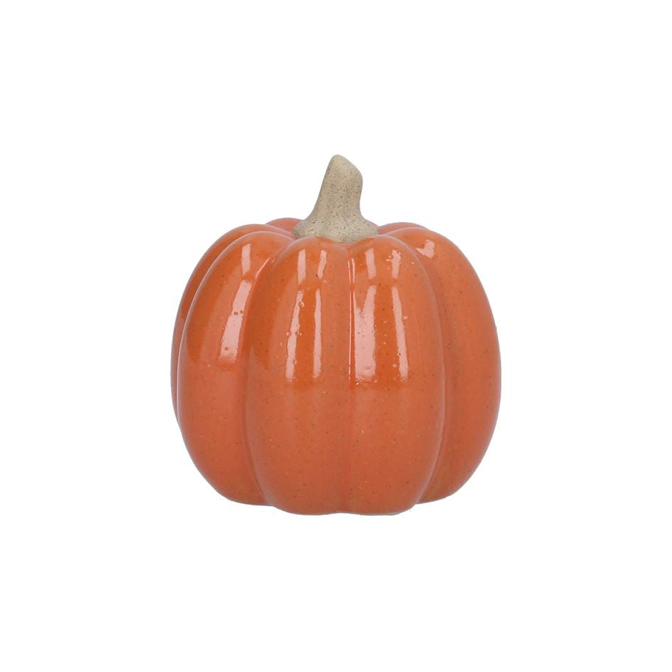 Autumn Ornament: Earthenware Pumpkin Small - Orange - Gisela Graham