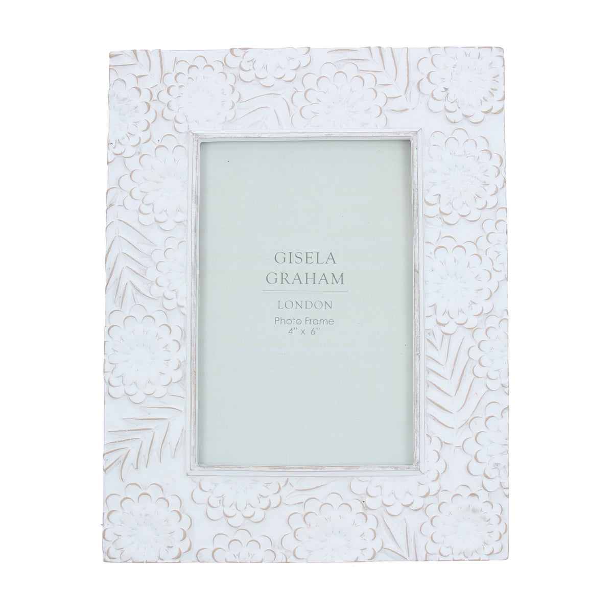 Picture Frame: Resin Floral 6 x 4 - White - Gisela Graham