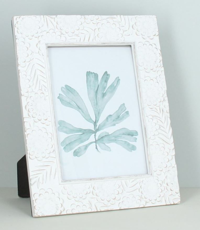 Picture Frame: Resin Floral 5 x 7 - White - Gisela Graham
