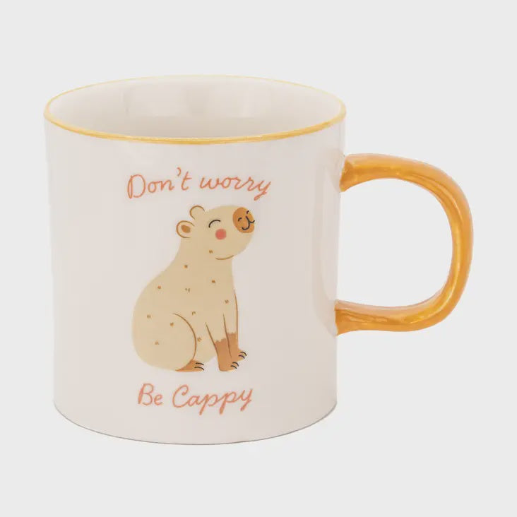 Mug: Ceramic Don't Worry Be Cappy  - Cream -  Sass & Belle