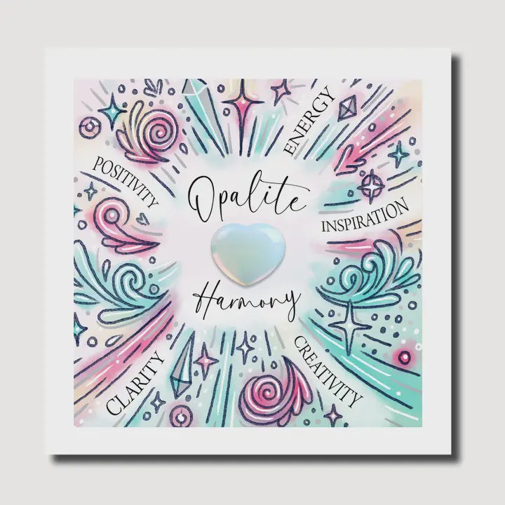 Birthday Card: Love Opalite Keepsake Gemstone - Blue