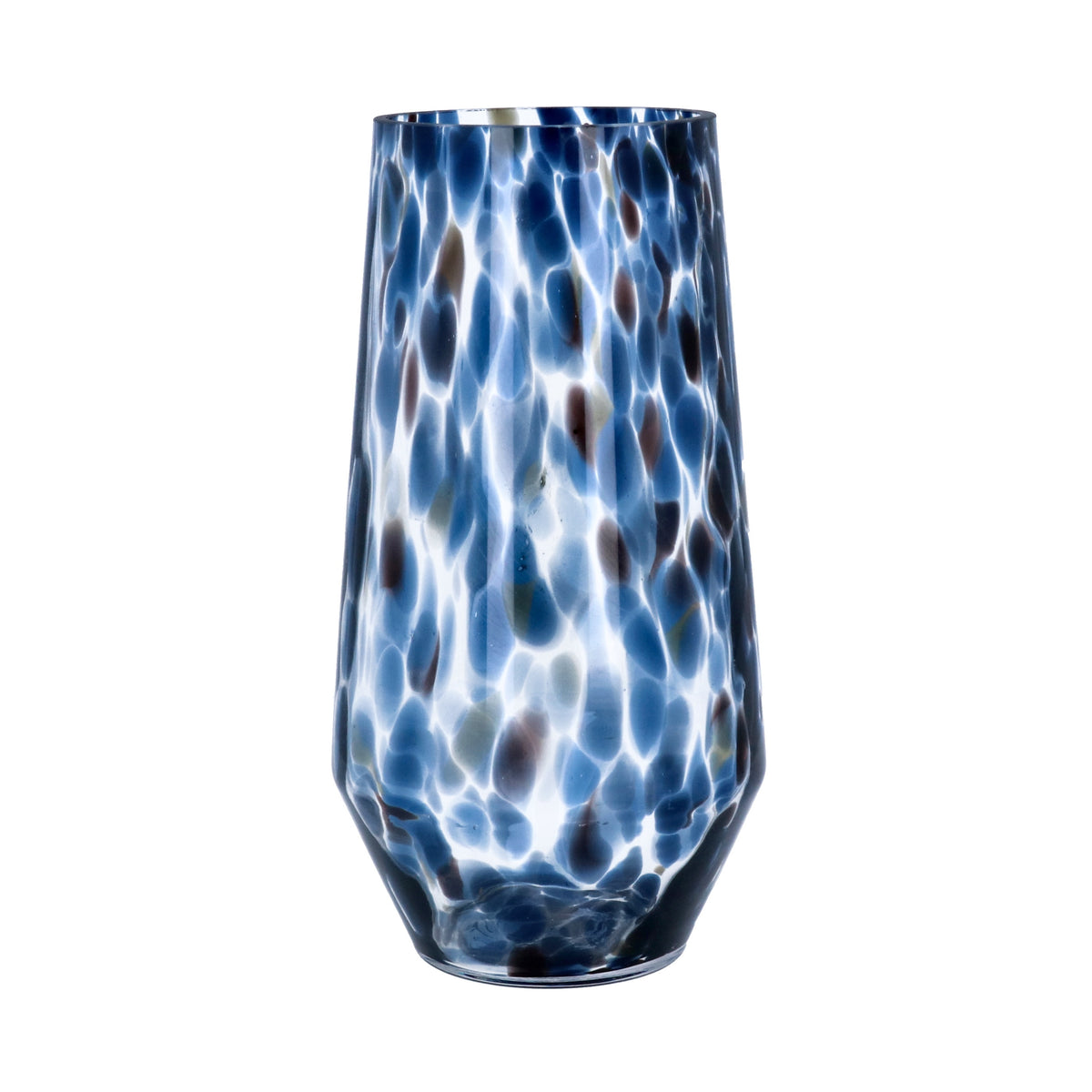 Vase:  Glass Tortoiseshell Tall - Blue - Gisela Graham