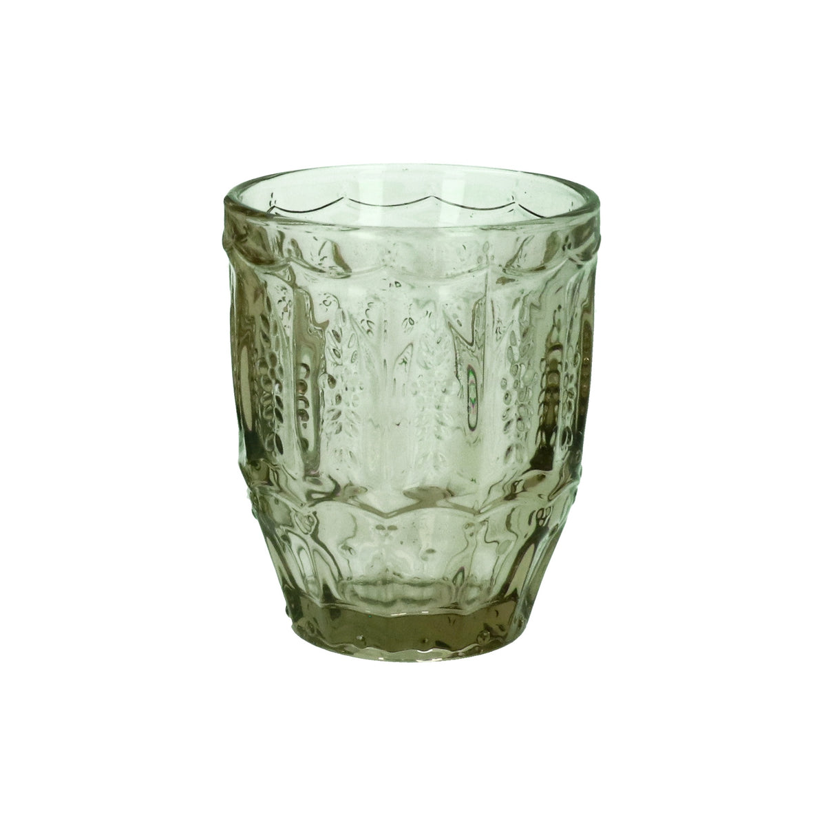 Glass Tumbler: Green Pressed Glass - Green - Gisela Graham