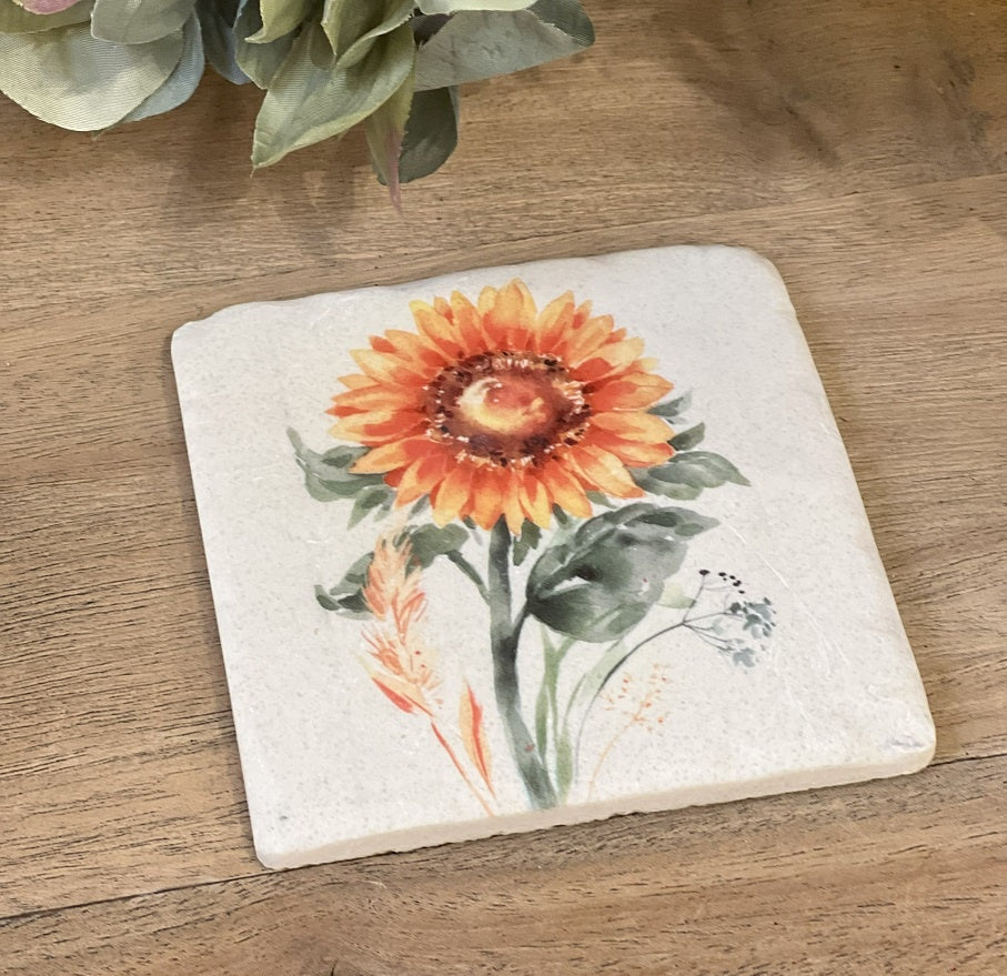 Coaster: Resin Sunflower Square Assorted Designs - Orange - Gisela  Graham