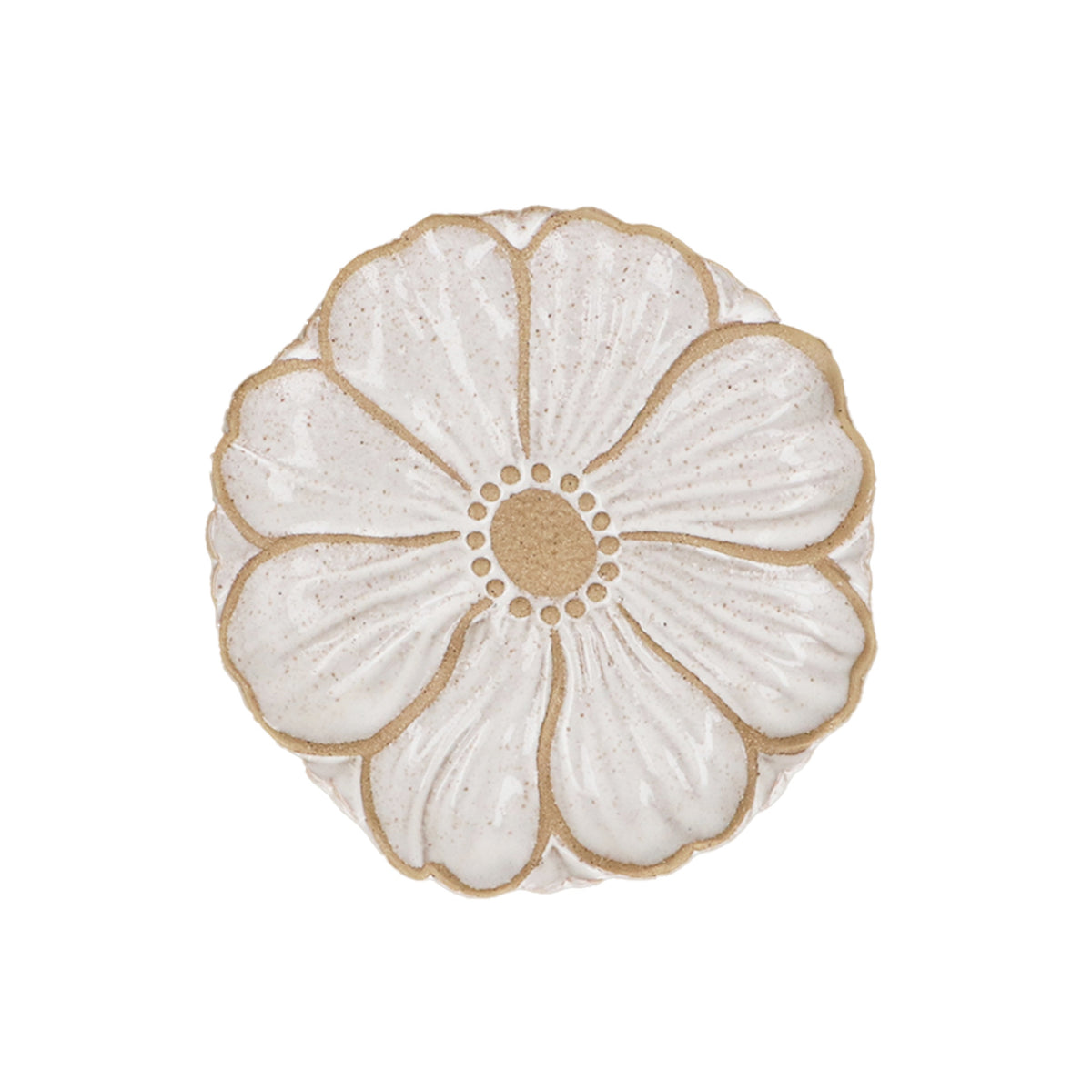 Plate: Stoneware Flower Small - White - Gisela Graham