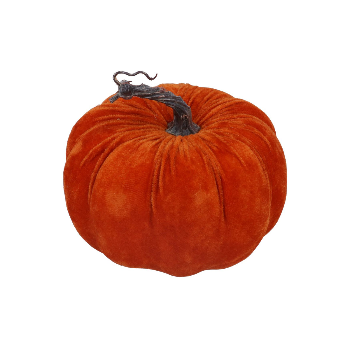 Autumn Ornament: Velvet Pumpkin Medium - Orange - Gisela Graham