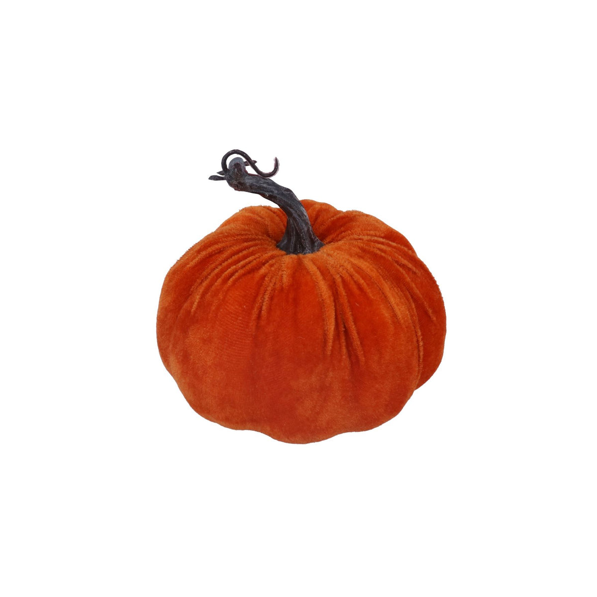 Autumn Ornament: Velvet Pumpkin Small - Orange - Gisela Graham