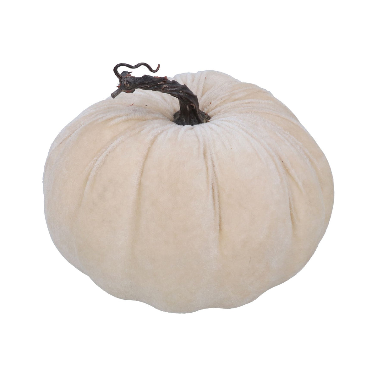 Autumn Ornament: Velvet Pumpkin Large - White - Gisela Graham
