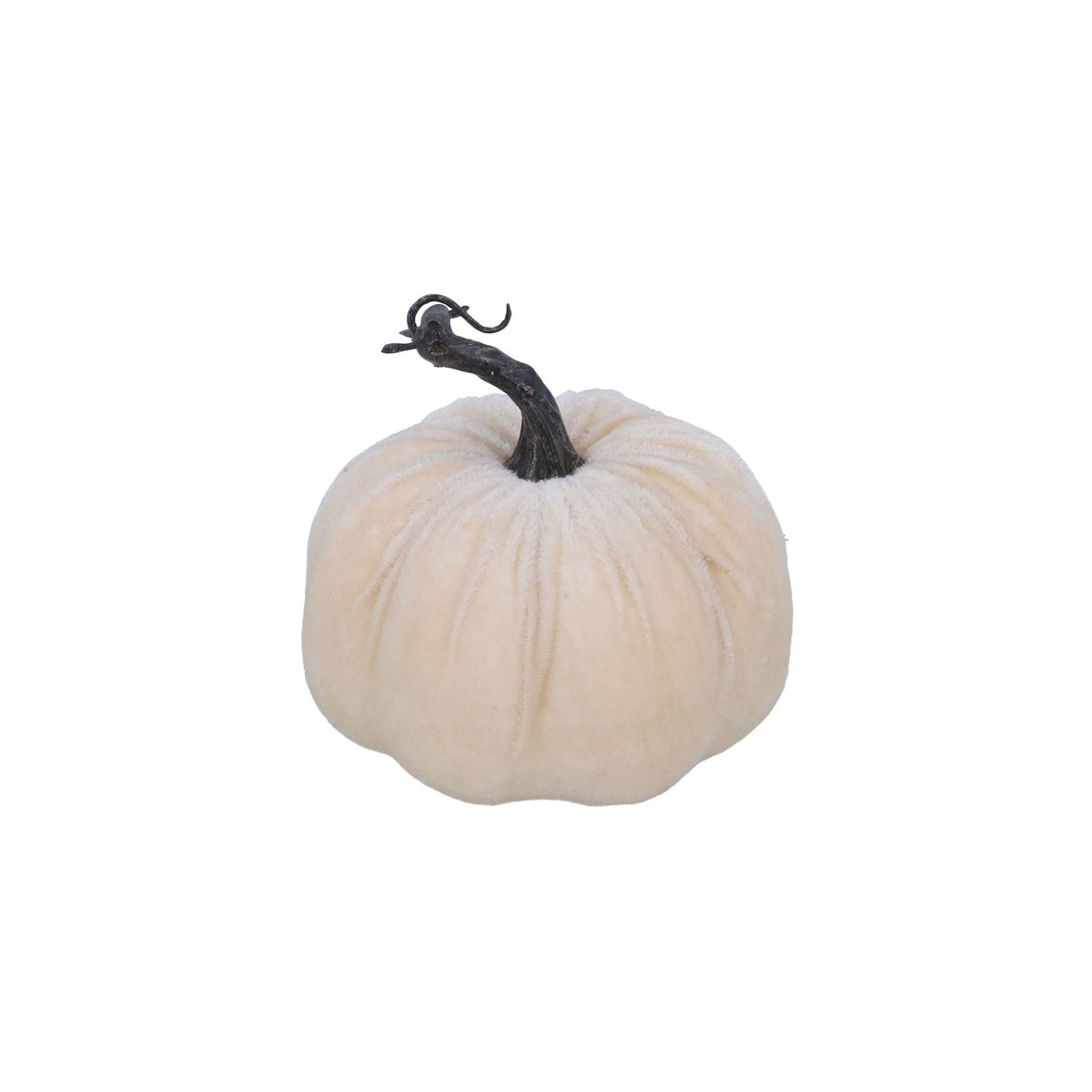 Autumn Ornament: Velvet Pumpkin Small - White - Gisela Graham